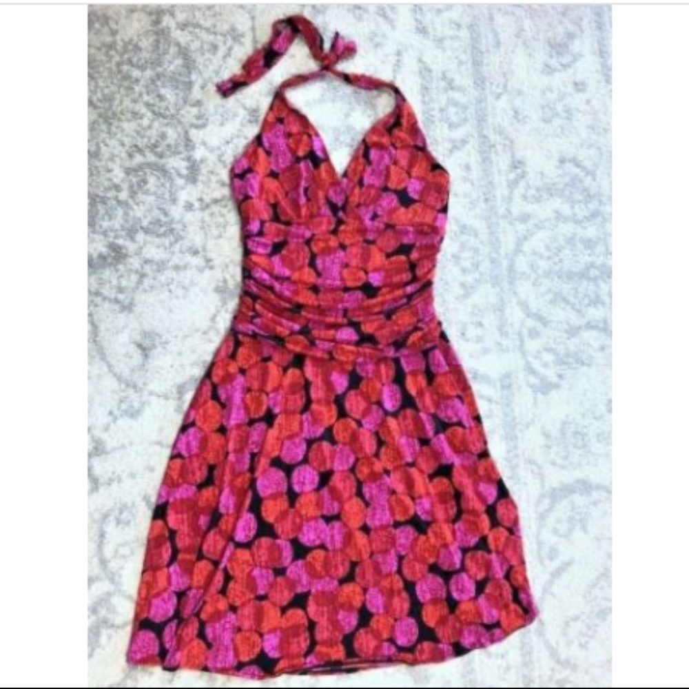 12 Medium Stretchy Ruched Waist Printed Dress L4